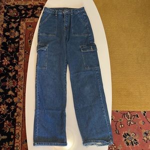 Shein Cargo denim GUC wide leg high rise size xs